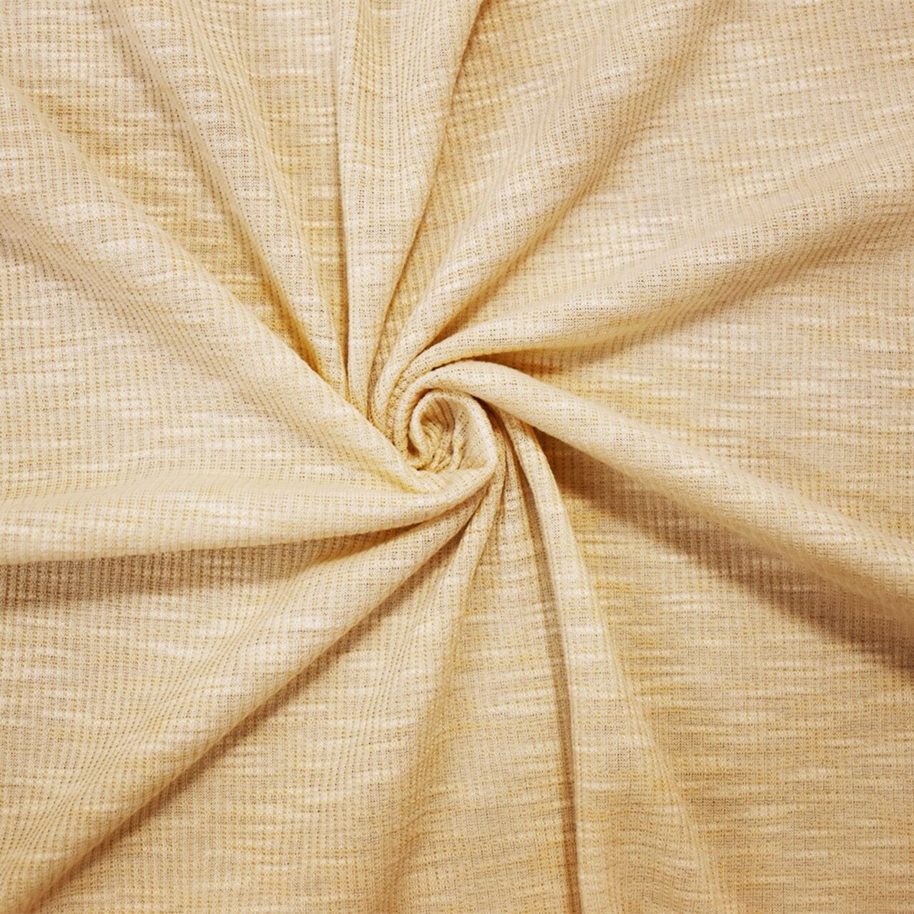 Beige Poly Mechanical Stretch Slub 2X2 Rib Knit Fabric By the Yard